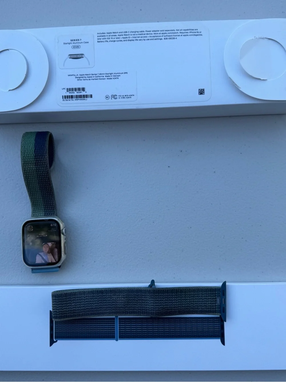 Apple Watch Series 7 Aluminum Case 45mm w/ Charging Cable & 2 Watch bands